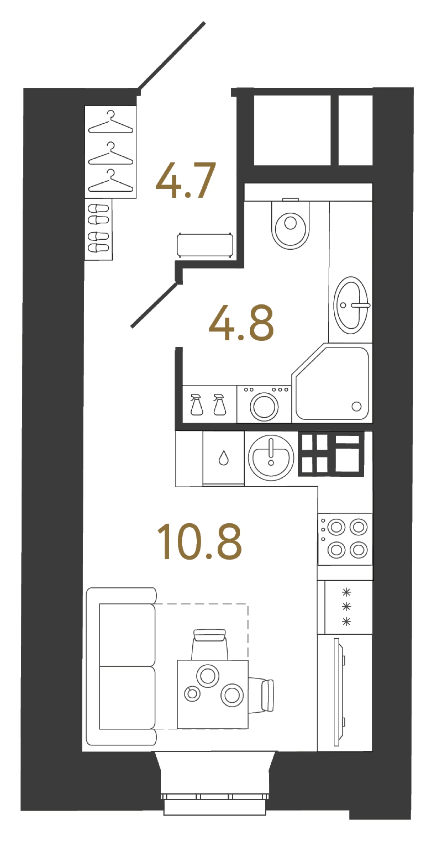 Планировка студия 20,3 м² в ЖК «Светоч» — Светоч